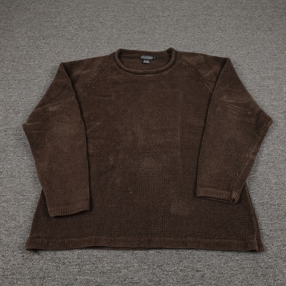 Vintage The J. Peterman Company Sweater Mens Large Brown Cotton Nylon Knit 80s